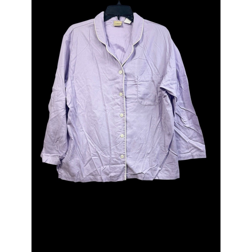 Women's Petite L LL Bean Nwot Purple Flannel 100% Cotton Pajamas Pjs - Picture 3 of 9